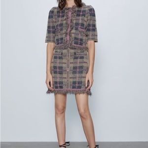 Zara Plaid knit Jacket